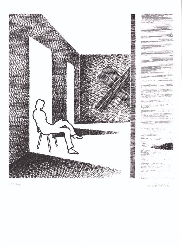 ANTOON DE CLERCK (1923-2001) ZITTEND FIGUUR GRAFIEK-ZEEFDRUK PAPIER