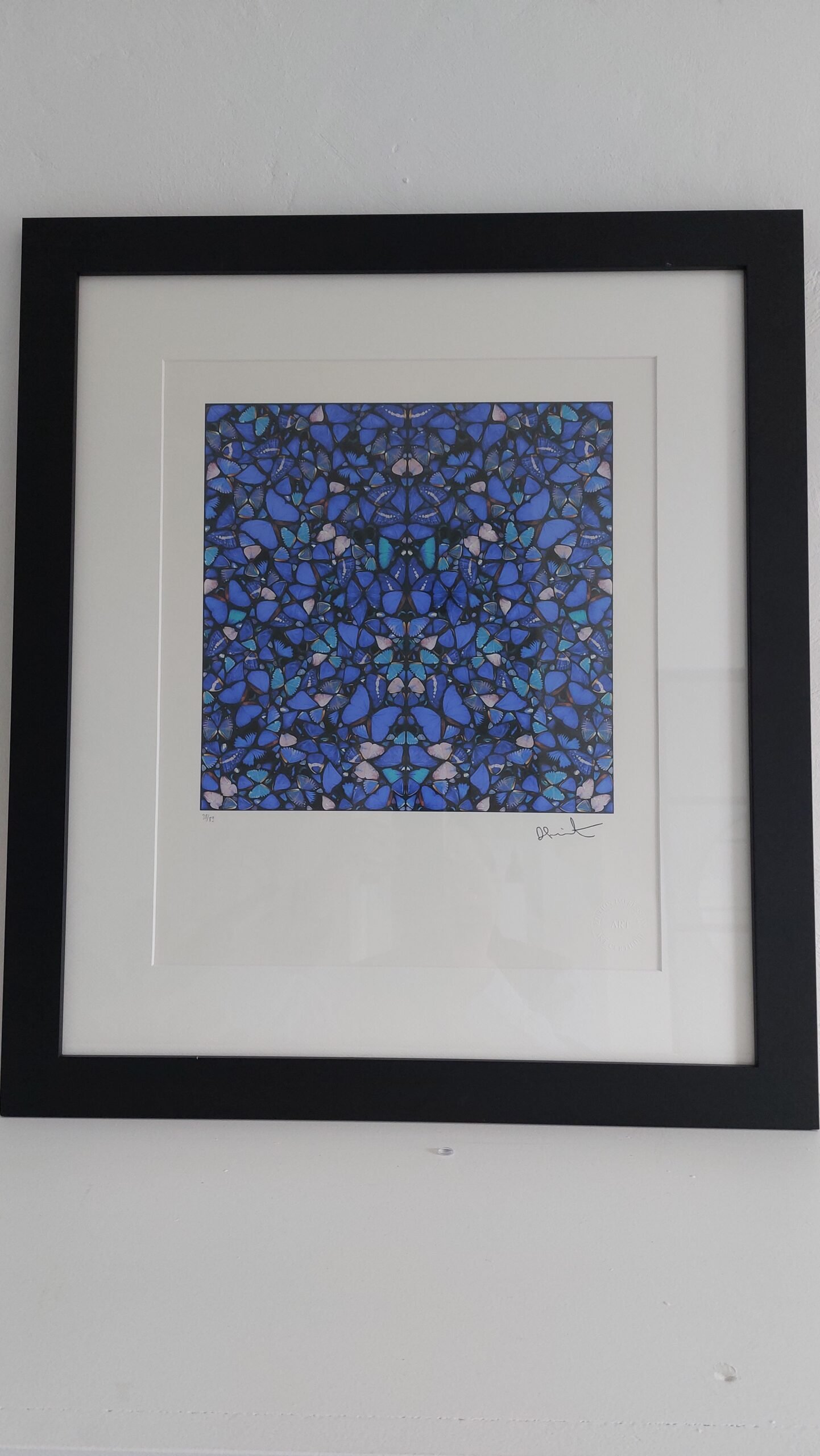 DAMIEN HIRST VLINDERS BLAUW 38/89 GETEKEND  + STEMPEL