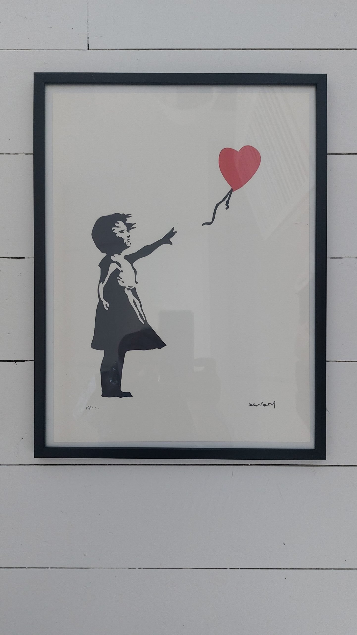 BANKSY MEISJE MET HARTBALLON 17/150 MET CERTIFICAAT