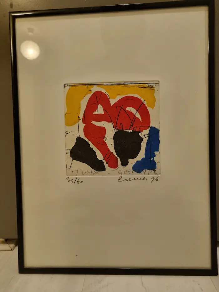 JAN CREMER STILLEVEN TULPEN 39/60 HANDGESIGNEERD INGEKADERD